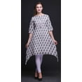 thumbnail image 3 of Bimba Purple Floral Block Printed Tops For Women Asymmetric Kurti Summer Dress For Girls XX-Large, 3 of 6