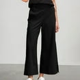thumbnail image 6 of Stylish Olyvenn Linen Pants Women,High Waisted Palazzo Pants for Women Plus Size Dressy Casual Trousers Beach Vacation Office Work Black L, 6 of 8
