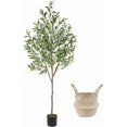 thumbnail image 1 of Artificial Olive Tree ft Tall Fake Olive Leaves Plant with Basket Indoor Outdoor Faux Olive Topiary Silk Tree for Home Livingroom Office Décor, 1 of 9
