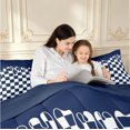 thumbnail image 4 of Manfei Checkered Art Twin Comforter Sets,Geometric Plaid Bedding Set,Navy White,Navy Blue Reversible,2-Piece,1 Comforter and 1 Pillowcase,2-Piece,1 Comforter and 1 Pillowcase, 4 of 7