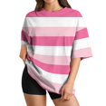thumbnail image 2 of Garbnen Striped Women Oversized Tshirt Plus Size Crew Neck Women's Short Sleeve Shirts Loose Fit Color Block Lightweight Fashion Tunic Top M, 2 of 6