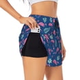 thumbnail image 2 of Bixox Women's Plants And Flamingos pattern 2 in 1 Running Shorts - Lightweight Athletic Workout Gym Yoga Shorts Liner with Pockets - Large, 2 of 7