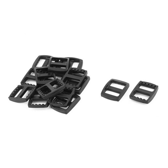 Travel Plastic Adjustable Backpack tri Buckle Black 15mm Strap Width 15pcs
