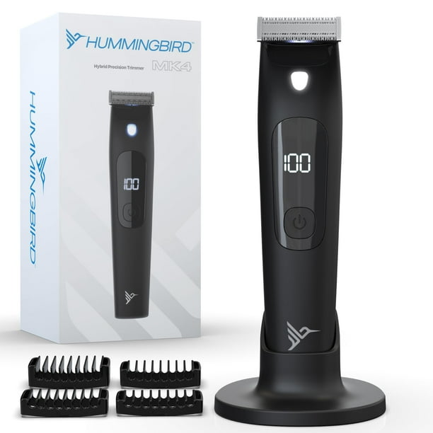 HUMMINGBIRD MK4 Cortadora de vello corporal eléctrica para hombres - Kit de afeitadora corporal para privados Afeitadora impermeable para áreas de difícil acceso Pantalla LED recargable USB-C y base d