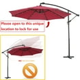 thumbnail image 4 of Offset Outdoor Umbrellas, 10FT Solar LED Patio Umbrella with 32 Led Lights, Hanging Cantilever Market Patio Umbrella with Crank, Cross Base, Backyard Offset Umbrella for Garden Pool, L6083, 4 of 12