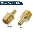 thumbnail image 4 of Accesorios de espiga de latón 1/2" 3/4" NPT Conector de espiga recta con rosca macho para aire, agua, aceite, gas, combustible, 2 piezas tono dorado, 4 of 6