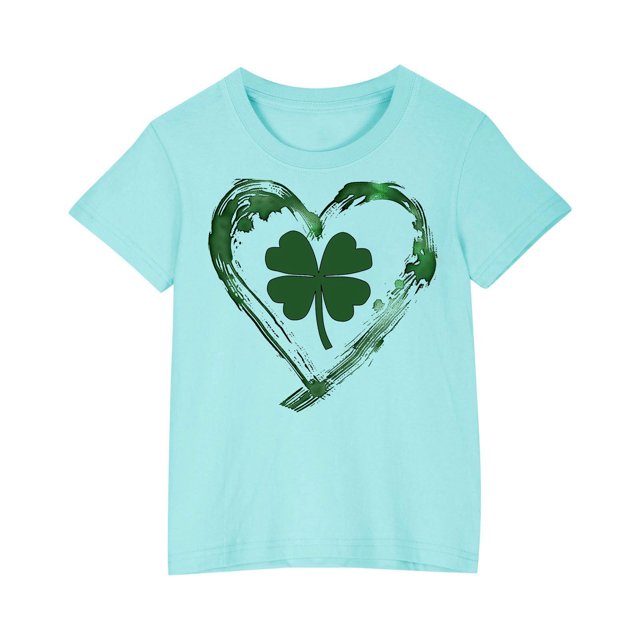 FAIWAD Hauts pour Enfants pour la Saint-Patrick Manches Courtes Col Rond Ample Confortable Chandail Garçons Filles T-Shirts Imprimés Mignons