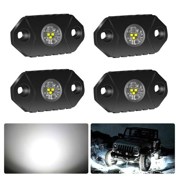 Luces LED Rock Lights 4WD-KING, blancas, IP68, impermeables, 4 cápsulas