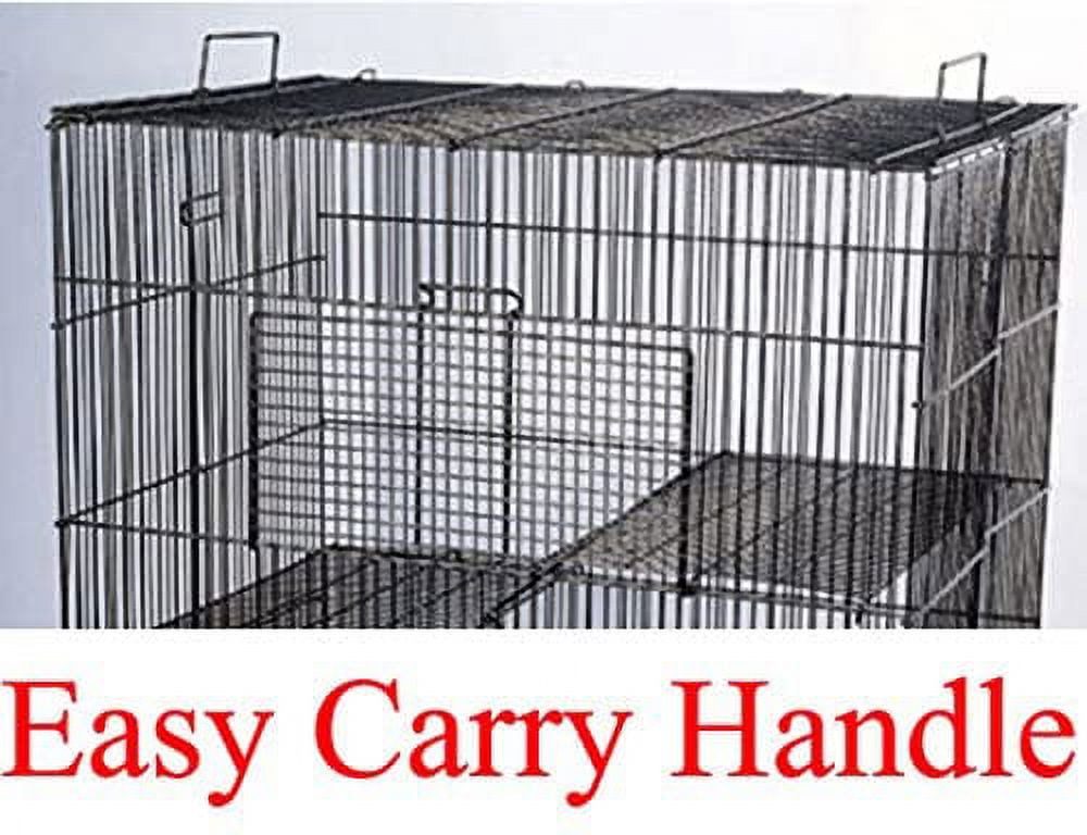 Large 3-Tiers Portable All Metal Chew-Proof Easy Setup With Narrow 3/8 Inch Bar Spacing for Rats Guinea Pig Sugar Glider Mice Hamsters Gerbils Animal Critter Cage