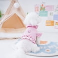 thumbnail image 3 of CBFFDC Pet Outfit White Flowers Decor Pet T shirt with Front Bowknot Ruffle Collar Spring Summer Puppy Tee Clothes, 3 of 7