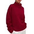thumbnail image 1 of Suéter PRETTYGARDEN Cuello Alto Tejido Grueso Rojo XL, 1 of 5