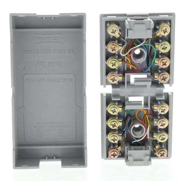 Leviton 40298-G Gray Dual Surface Mount 8P8C Telephone Jack