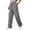 Dark Gray, variant on Ozmmyan Wide Leg Sweatpants for Womens Lightweight Cargo Pants Drawstring High Elastic Waist Baggy Utility Trousers with Multiple Pockets
