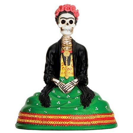Denim Days Figurine - Mexican Dias De Los Muertos Sitting Lady Skeleton Day of The Dead Sculpture Figurine