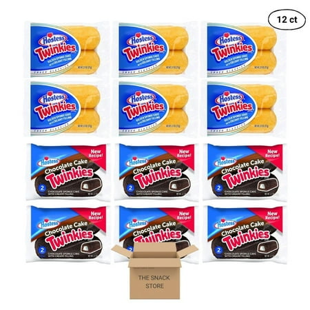 The Snack Store Variety Pack | Hostess Twinkies and Chocolate Twinkies 2.7 Ounce, 12 Count Double Packs, 24 Total Twinkies!