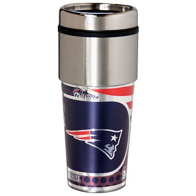 New England Patriots 16 oz. Stainless Steel Travel Tumbler Metallic Graphics