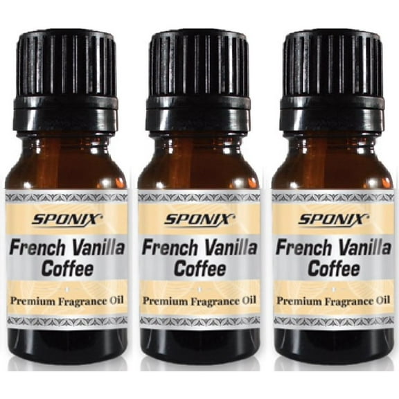 French Vanilla Coffee Fragrance Oil 10 ml / 0.33 oz ( Pack of 3) 100% Pure Organic Aromatic Premium Essential Scented Perfume Oil by Sponix Made in USA