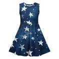 thumbnail image 5 of Girls Dresses Star Graphic Ruffle Sleeveless Dress Flutter Hem A-Line Swing Pleated Tiered Beach Dress Casual Party Dress 4-13 Years, 5 of 6
