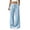 Light Blue, variant on Womens Linen Blend Full Length Wide Leg Pants Dual Front Patch Pockets Self Tie Drawstring Elastic High Waist Loose Flow Breathable Woven Casual Summer Palazzo Trousers