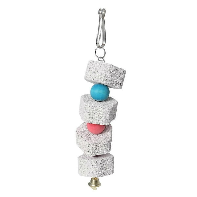 Multi-Colored Birdcage Toy with Cinerite Stone String for Parrots and Large Cages 12.5 inches