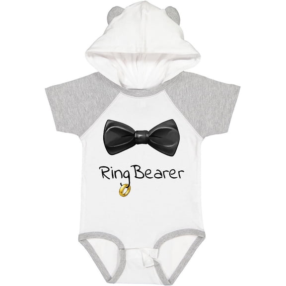 Inktastic Ring Bearer- Black Bow Tie Boys or Girls Baby Bodysuit