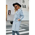 thumbnail image 5 of Double Breasted Spring Fall Women Solid Color Lapel Long Casual Trench Coat, 5 of 7