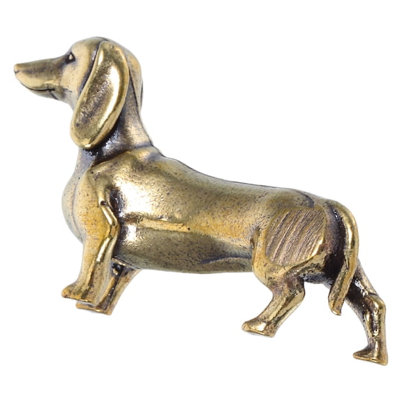 WRISTBIQUE Golden Brass Dachshund Dog Figurine Statue for Office Desk and Bookshelf Decor, 1 Piece Animal Sculpture