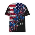 thumbnail image 3 of Fartey Oversized Tshirts for Women Plus Size 4th of July Short Sleeve Tops Dressy Casual Independence Day V Neck T Shirts Fashion American Flag Print Tees Blue XXXXXL, 3 of 5