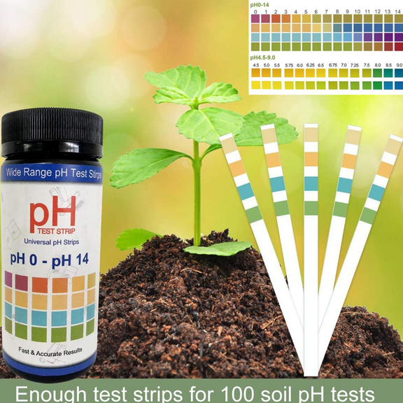 100PCS Universal pH 0-14 Test Strips Kit, Accurate Soil Water pH Test Paper Tester for Garden Lawn Farm Plants Household Daily Testing
