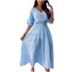 thumbnail image 1 of Vestido de moda para mujer Vestido largo floral con cuello en V y manga corta con cinturón Fridja nalpqowj4520, 1 of 1
