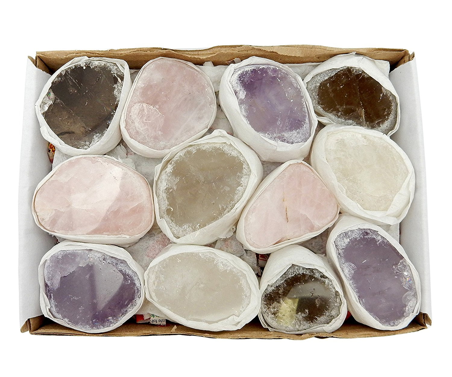 Seer Stones Ema Egg Amethyst Rose Quartz Smokey Quartz Crystal Box Set