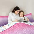 thumbnail image 5 of Manfei Glitter Stars Print Queen Comforter Set, Pink Purple Sequin Print Bedding Sets, Dreamy Galaxy Rainbow Reversible Bedding Comforter Set, Lightweight Room Decor, 3-Piece, 5 of 8