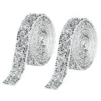 Uxcell 2 Yards Resin Rhinestone Ribbon, Self-Adhesive Crystal Ribbons, Silver