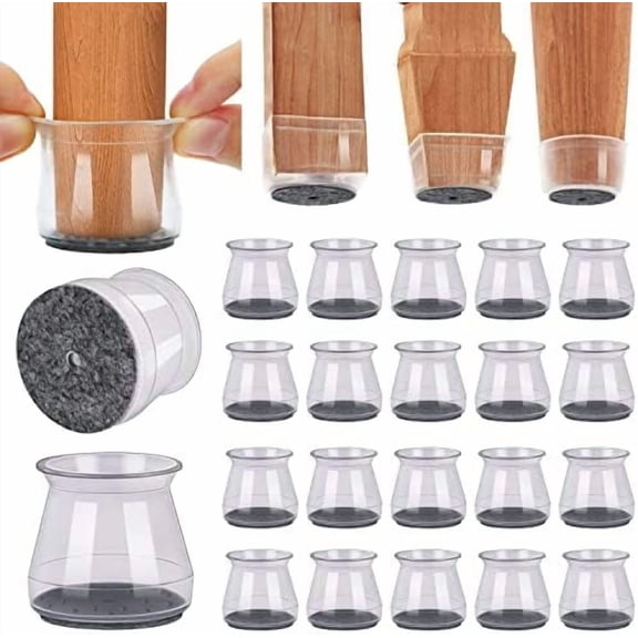 Chair Leg Floor Protectors Chair Leg Protectors for Hardwood Floors Silicone Pads Covers to Protect Floors Clear-20 Pcs Universal S (15/16" to 1-5/16")