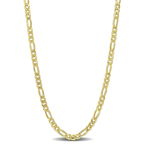 AMOUR 3.8mm Figaro Chain Necklace In Yellow Plated Sterling Silver, 18 In
