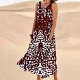 thumbnail image 1 of LOVZFMLL Robes Sans Manches pour Femmes et Col Rond en Lin Imprimé Longue Robe avec Poche, 1 of 5