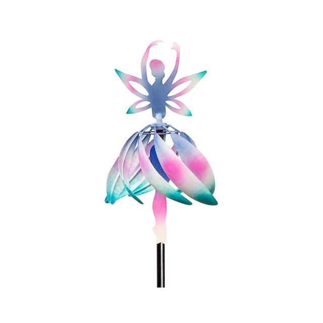 Fairy Ballerina Wind Spinner, Whimsical Creative Flower Fairy Elf Spinning Gradient Plastic Windmill Esculturas Angel Wind Chime Con Estaca De Metal Para Jardín Césped Patio Adornos Al Aire Libre Muyoka Hogar