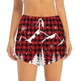 thumbnail image 4 of Lsque Christmas Tree Buffalo Plaid Printed Women's Running Shorts with Liner Pockets,Elastic Quick Dry Workout Athletic Gym Yoga Shorts,Womens High Waist Shorts-Small, 4 of 9