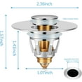 thumbnail image 2 of Bathroom Sink Stopper,Universal Basin Pop Up Bathroom Drain Stopper, for 1.1~1.5 in U.S. Standard Drain Holes, with Hair Catcher Anti Clogging Bathroom Sink Drain Strainer (Silver), 2 of 9