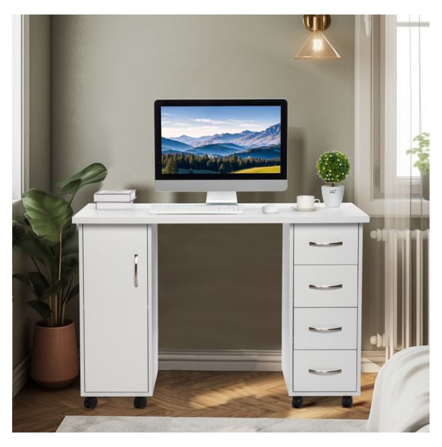 ダブルネイルテーブル ホワイト Double Edged Manicure Nail Table with Drawer White - Walmart.com