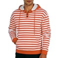 thumbnail image 4 of XIAONU Men Striped Henley Hoodie Blue And White Stripe Kangaroo Pocket Pullover Top Casual Daily Wear Hoodies Orange, 4 of 4