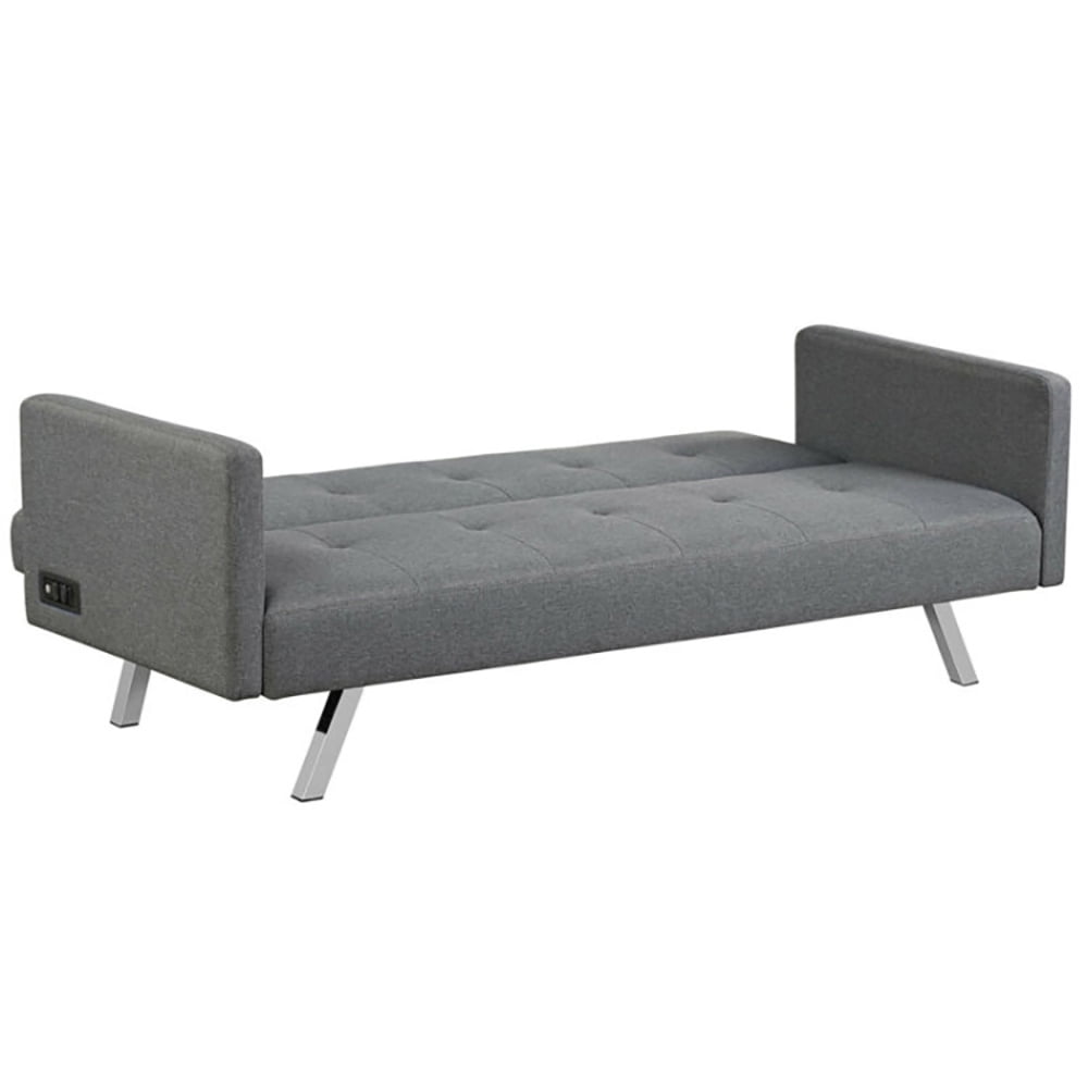 Finihen Convertible Futon Sofa Bed, Modern Convertible Sleeper Couch, 3 Seat Convertible Linen Fabric Futon Sofa with USB and Power Strip, for Living Room, Gray Finihen Convertible Futon Sofa Bed, Modern Convertible Sleeper Couch, 3 Seat Convertible Linen Fabric Futon Sofa with USB and Power Strip, for Living Room, Gray