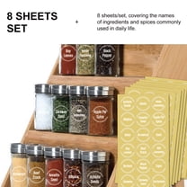 Toyvian 144Pcs Yellow Spice Name Stickers Water and Oil Resistant PP Material for Kitchen Decor