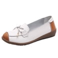 thumbnail image 1 of Zapatos Casuales de las Mujeres Suaves de Cuero Falso Deslizamiento Superior en Mochilas Cómodos Zapatos Planos de la Sola Plana de las Mujeres, 1 of 9