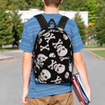 thumbnail image 4 of Rateoe black white Skull bone Pattern Student Backpack Water-resistant Backpack 15-inch Laptop Backpack Lightweight Adjustable School Backpack, 4 of 6