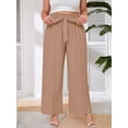 thumbnail image 3 of SHOWMALL Womens Plus Wide Leg Pants High Waisted Palazzo Pants Peach Puff 4X Belted Lightweight Work Pants Lose Trousers with Pockets, 3 of 9