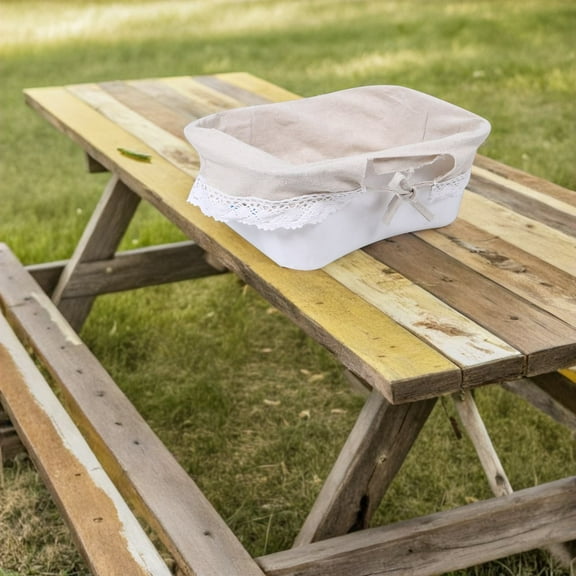 WRITWAA 2-Pack Beige Woven Basket Liners Fabric Cloth Liners for Picnic Baskets Decorative and