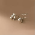 thumbnail image 5 of K-KED 925 Sterling Silver Triple Pearl Stud Earrings Studs Pearls-Silver, 5 of 6