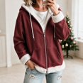 thumbnail image 4 of Fewfanhot Women Clothing Sherpa-Lined Fleece Full-Zip Hooded Jacket with Drawstring, 4 of 9