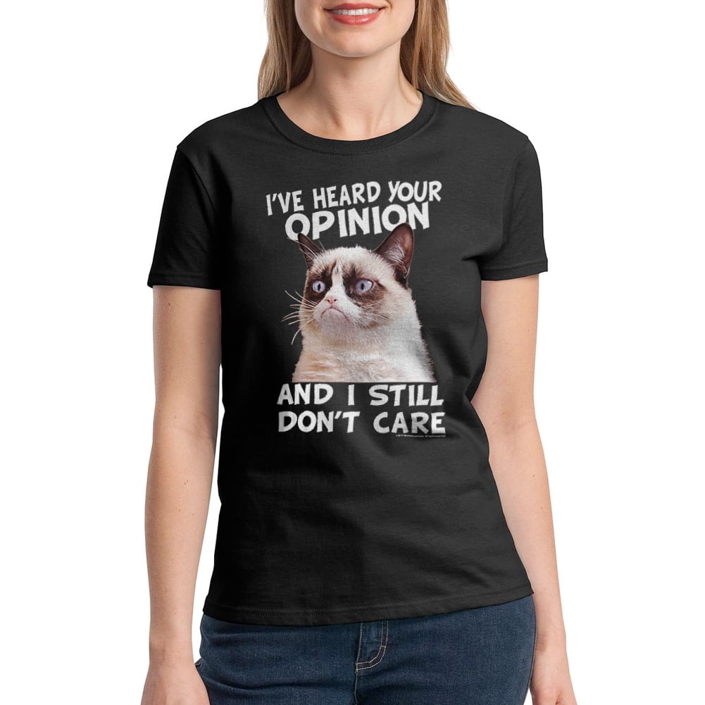 Grumpy Cat Womens Graphic Tee Black - Heard Your Opinion 100% Cotton ...